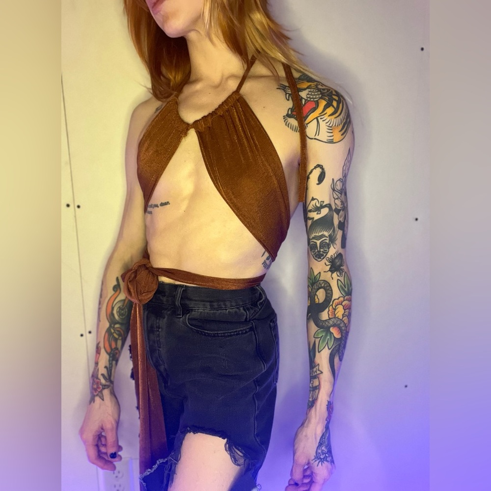 Brown wrap top